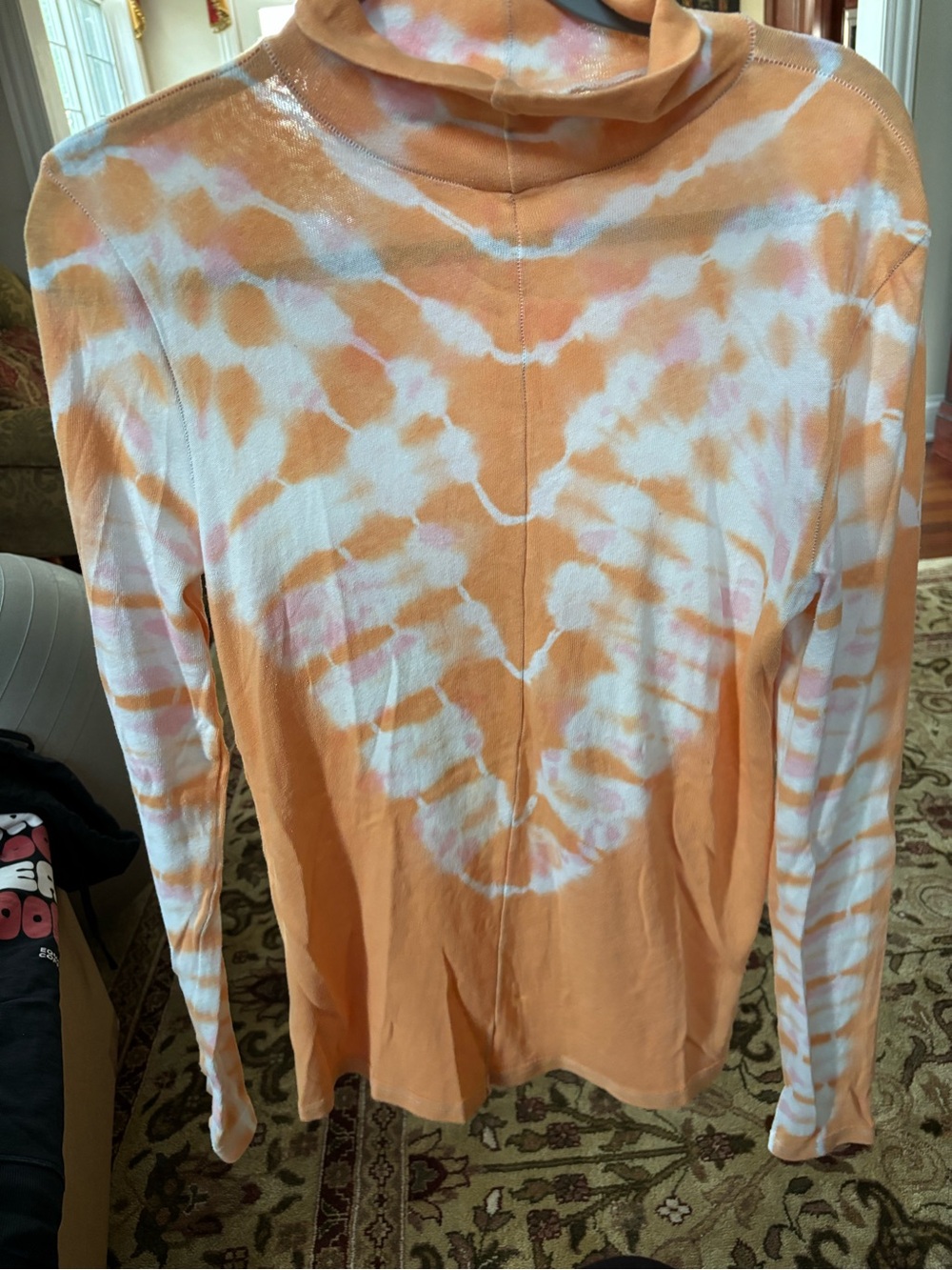 Free people Women's Orange Tie-Dye Long Sleeve Top